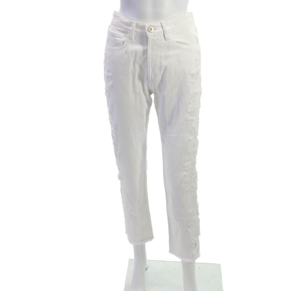 3x1 NYC Women Cropped Straight Jeans White High Rise 100% Cotton Size 25